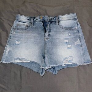 Ripped High Rise Jean Shorts
